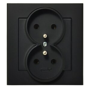 SONATA CZARNY METALIK GNIAZDO 2X Z/U ZACISKI ŚRUBOWE 16A 250V