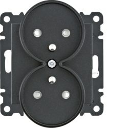 LUMINA SOUL/ INTENSE/ PASSION BLACK MODULE SOCKET 2X Z/U WITH SHUTTERS SCREW TERMINALS 16A 250V