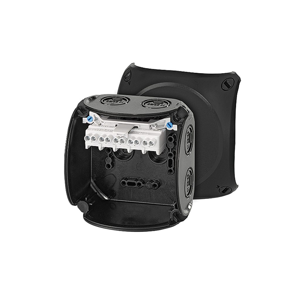 KF 0404 B PUSZKA INSTALACYJNA NT 104X104X70 IP66 Z ZAC. 5-BIEG. 4 MM2 CU CZARNA