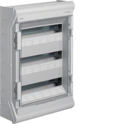 VECTOR II VE318L PLASTIC DISTRIBUTION BOX NT 54M 3X 18M N+PE IP65 IK07 602X418X151 TRANSPARENT DOOR GRAY