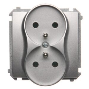 SIMON BASIC SILVER MAT MODULE SOCKET 2X S/U SCREW TERMINALS 16A 250V