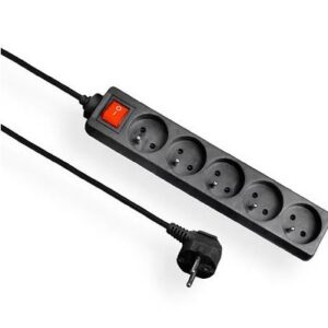 EPS-501.5W6 PRZEDŁUŻACZ LISTWOWY 5X Z/U OKRĄGŁY WTYCZKA KĄTOWA 1.5M H05VV-F 3X1.0 + 6 WYŁĄCZ CZARNY