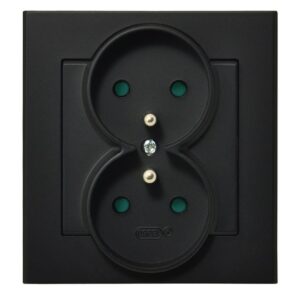 SONATA CZARNY METALIK GNIAZDO 2X Z/U Z PRZESŁONAMI ZACISKI ŚRUBOWE 16A 250V