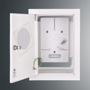 RW-18NNT1FO ROZDZIELNIA METALOWA LICZNIKOWA PT 1F 310X210X170 IP30 DRZWI ZAMEK/SZYBA BIAŁY