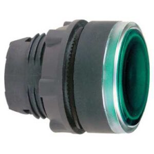 Schneider Electric Harmony XB5 Flat Push Button Head with Automatic Return, LED, Green Plastic, ZB5AW333