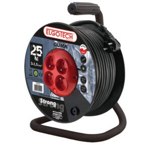 PZB-40-25G PRZEDŁUŻACZ BĘBNOWY 4X Z/U OKRĄGŁY KĄTOWA 25M H05RR-F 3X1.5 GUMA + TERMIK