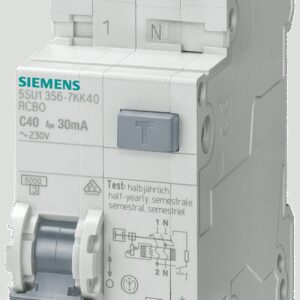 5SU1 B10A/ 30MA/AC 1P+N WYŁĄCZNIK RÓŻNICONADPRĄDOWY B 10A 30MA 2M AC 6KA