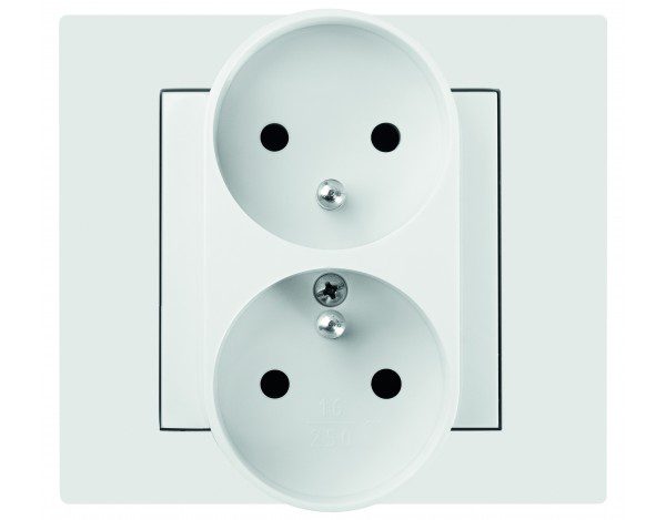 VESTRA MODUŁ BIAŁY GNIAZDO 2X Z/U 2P+Z ZACISKI ŚRUBOWE 16A 250V