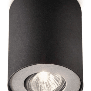 PILLAR BLACK CEILING MOUNT SPOTLIGHT TUBE 1X GU10/20W IP20 METAL
