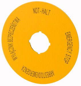 M22-XAK15 ROUND NAMEPLATE F90 "SAFETY SWITCH" PL/ EN/ DE/ IT YELLOW