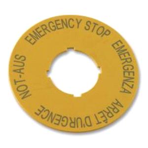 M22-XBK1 ROUND LABEL F60 "NOT-AUS" DE/ EN/ FR/ IT YELLOW