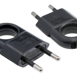 WTYCZKA PŁASKA Z UCHWYTEM 10A/250V CZARNA BEZ UZIEMIENIA