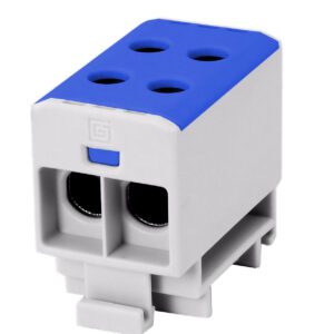 RAIL CONNECTOR THROUGH 2X AL/CU 2.5-35.0MM2 1000V AC/ 1500V DC UNIVERSAL CLAMP BLUE