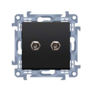 SIMON 10 MODUŁ CZARNY MAT GNIAZDO ANTENOWE TYPU "F" PODWÓJNE