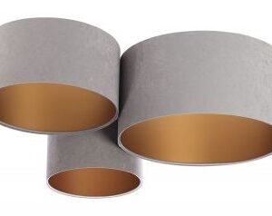 BLER SZARY/ ZŁOTY OPRAWA SUFITOWA PLAFON 3X E27/ 60W IP20 TKANINA WELUR/ TWORZYWO/ METAL