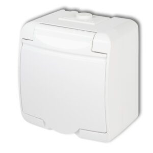 JUNIOR BIAŁY GNIAZDO NT 1X Z/U Z KLAPKĄ BIAŁĄ IP54 ZACISKI ŚRUBOWE 16A 250V
