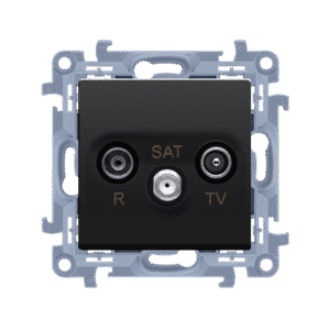 SIMON 10 MODUŁ CZARNY MAT GNIAZDO RTV-SAT PRZELOTOWE 10DB