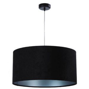 GLORIA CZARNY/ SREBRNY OPRAWA WISZĄCA 1X E27/ 60W IP20 TKANINA WELUROWA/ TWORZYWO