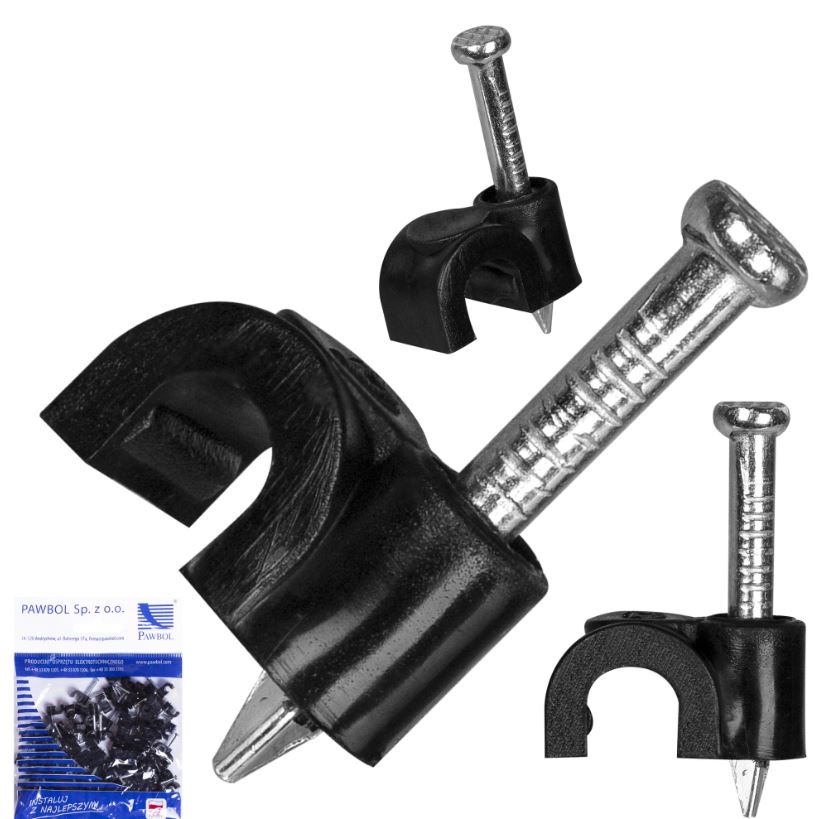 FLOP-4/100 UCHWYT KABLOWY Z GWOŹDZIEM D FI 4 MM CZARNY