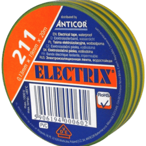 211P 19X20 TAŚMA IZOLACYJNA 19MM 20M PVC ŻO