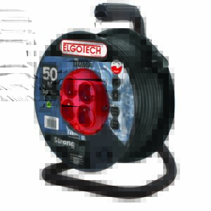 PZB-40-50G PRZEDŁUŻACZ BĘBNOWY 4X Z/U OKRĄGŁY KĄTOWA 50M H05RR-F 3X1.5 GUMA + TERMIK