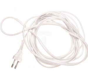 PRZEWÓD PRZYŁĄCZENIOWY 4.0M H03VVH2 2X0.75 PŁASKI WTYCZKA PŁASKA BIAŁY SP