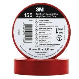 TEMFLEX 155 19X20 TAŚMA IZOLACYJNA 19MM 20M PVC CZERWONY