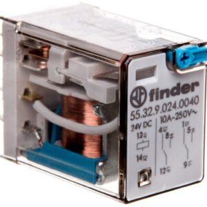 F55-32-9-024-0040 PRZEKAŹNIK PRZEMYSŁOWY 10A 2P 24V DC DO GNIAZD+WSKAŹNIK MECH, PRZYCISK TEST