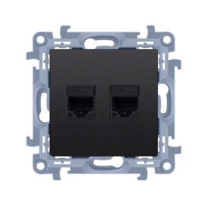 SIMON 10 MODULE BLACK MATT COMPUTER SOCKET 2X UAE 8 CAT. 6 UTP FLAT