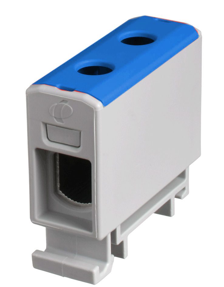 RAIL CONNECTOR THROUGH 1X AL/CU 1.5-50.0MM2 1000V AC/ 1500V DC UNIVERSAL TERMINAL BLUE