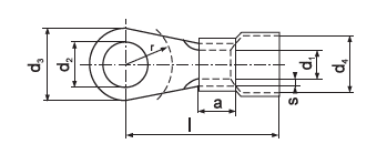 KOE 6-6.0/100 EYELET TERMINAL CU INSULATED DIN YELLOW