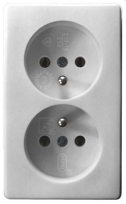 481 KAPPA SOCKET NT 2X Z/U FLOOR MOUNTED SCREW TERMINALS 16A 250V