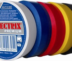 200 19X18 TAŚMA IZOLACYJNA 19MM 18M PVC MIX MULTIKOLOR PREMIUM