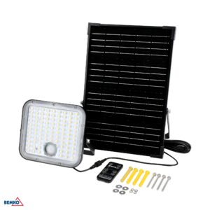 SOLPAR CZARNY OPRAWA NAŚWIETLACZ SOLARNY LED 30W 3000K/4000K 4800LM IP65+ CZUJNIK RUCHU