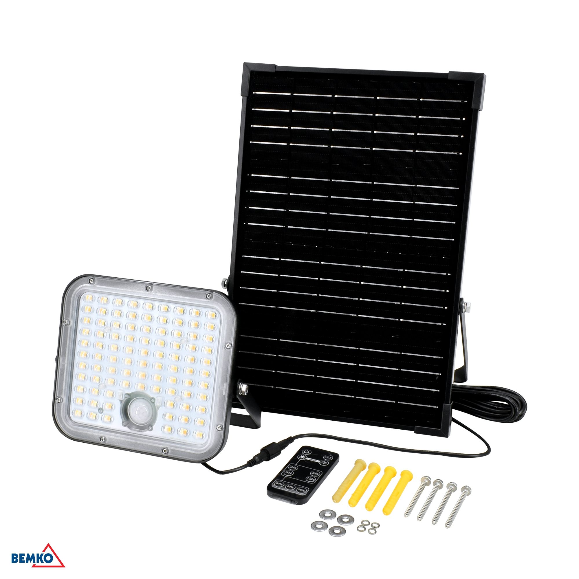 SOLPAR CZARNY OPRAWA NAŚWIETLACZ SOLARNY LED 30W 3000K/4000K 4800LM IP65+ CZUJNIK RUCHU