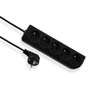 PSN-505-2 PRZEDŁUŻACZ LISTWOWY 5X Z/U OKRĄGŁY WTYCZKA KĄTOWA 5.0M H05VV-F 3X1.0 CZARNY