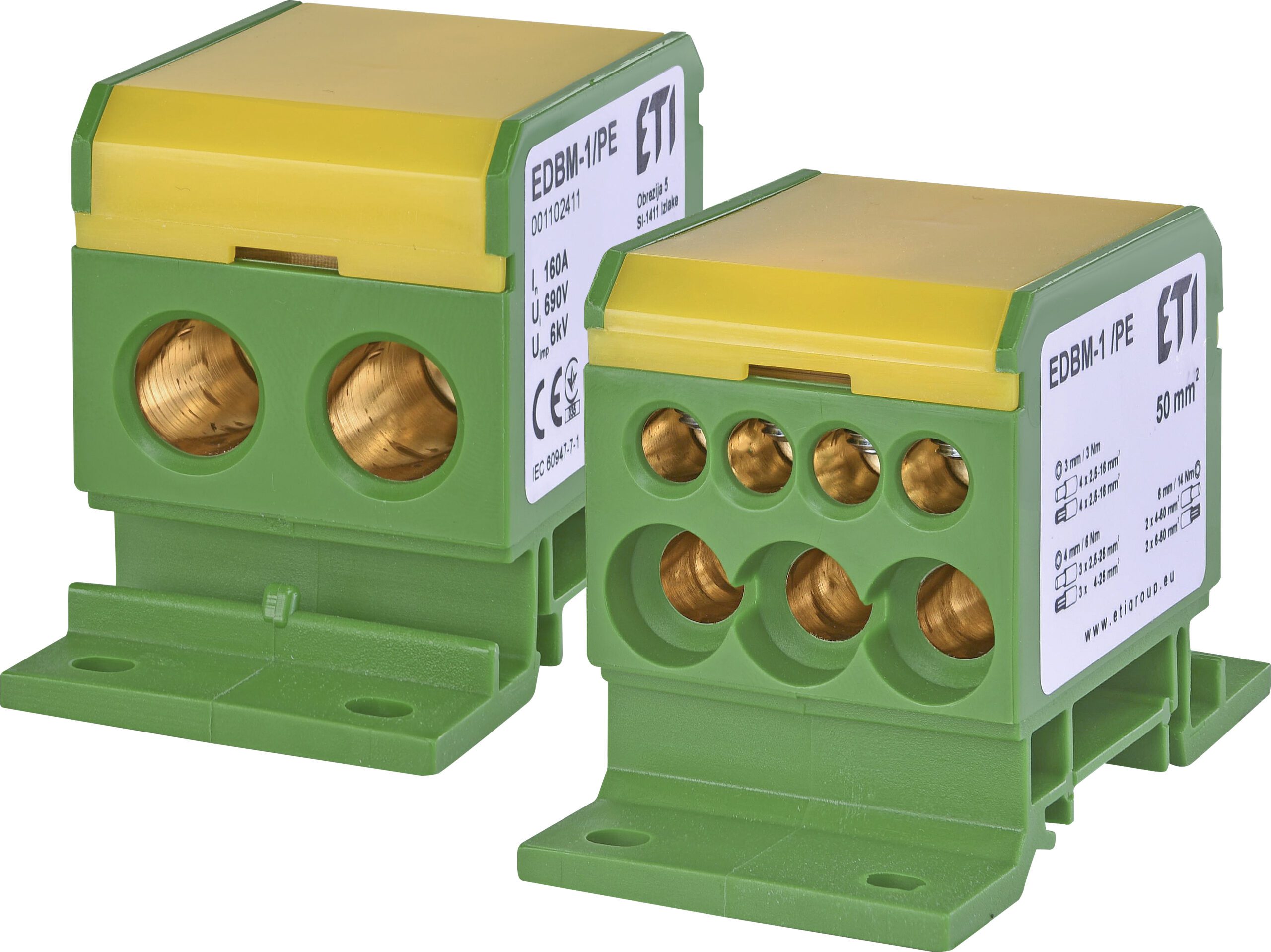 EDBM-1/PE DISTRIBUTION BLOCK 160A 2X 50, 3X 25, 4X 16 ETIBOX ŻO
