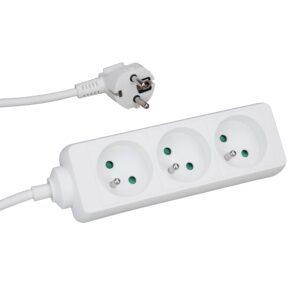 P450 PRZEDŁUŻACZ LISTWOWY 4X Z/U OKRĄGŁY WTYCZKA KĄTOWA 5.0M H05VV-F 3X1.0 BIAŁY