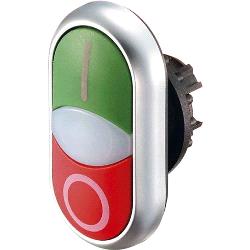 M22-DDL-GR-X1/X0 RMQ-TITAN BACKLIT PUSHBUTTON DRIVE WITH SELF-RETURN 2X "O-I" TITANIUM/ GREEN/ CZ