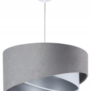 RIONA SZARY/ BIAŁY/ SREBRNY OPRAWA WISZĄCA 1X E27/ 60W IP20 TKANINA WELUROWA/TWORZYWO