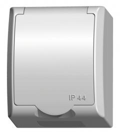 FALA BIAŁY GNIAZDO NT 1X Z/U Z KLAPKĄ BIAŁĄ IP44 ZACISKI ŚRUBOWE 16A 250V