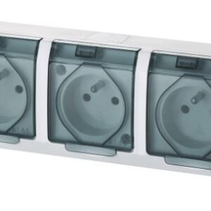 HERMES WHITE SOCKET NT 3X Z/U WITH SMOKY LID IP44 SCREW TERMINALS 16A 250V