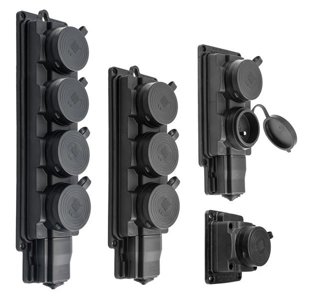 PORTABLE SOCKET 1F RUBBER 4X IP44 BLACK