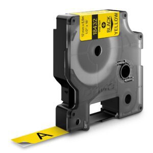 TAŚMA WINYLOWA 12MM 5.5MM CZARNY NADRUK / ŻÓŁTE TŁO RHINO