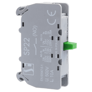 SP2210-1 AUXILIARY CONTACT 1-POLE 1Z GREEN FRONT MOUNTING SCREW TERMINALS