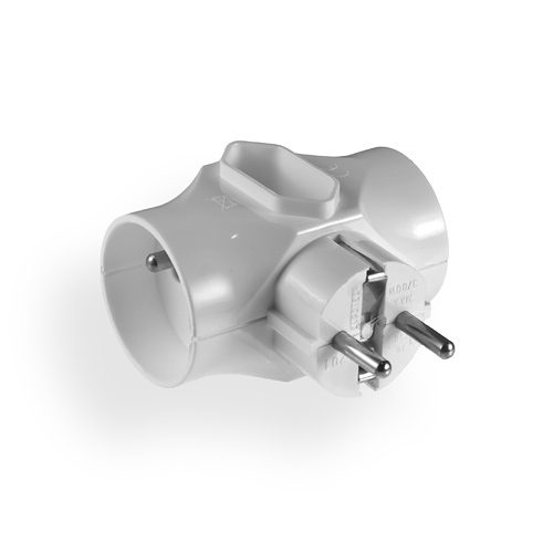 R-201 SPLITTER 2X Z/U ROUND 1X B/U FLAT 16A WHITE