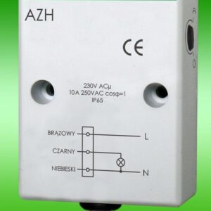 AZH AUTOMAT ZMIERZCHOWY NT 10A 2-1000LX 230V AC IP65 CZUJNIK ŚWIATŁOCZUŁY WEW PRZYŁĄCZE KABLOWE