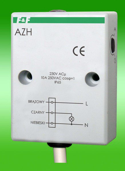 AZH AUTOMAT ZMIERZCHOWY NT 10A 2-1000LX 230V AC IP65 CZUJNIK ŚWIATŁOCZUŁY WEW PRZYŁĄCZE KABLOWE