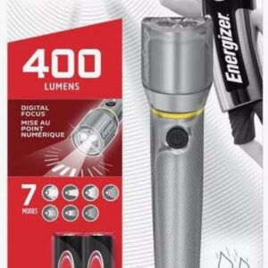 LATARKA RĘCZNA LED 2X LR06 / AA 400LM IPX4 115M 4H SREBRNY ALUMINIUM VISION HD FOCUS