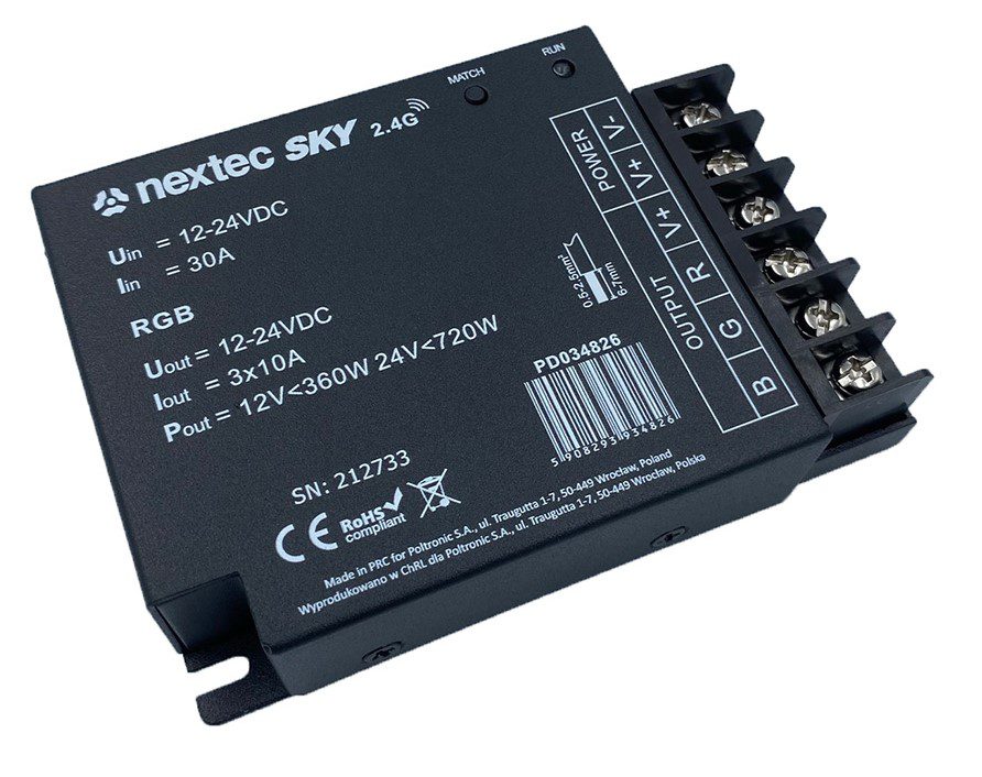 NEXTEC ODBIORNIK-STEROWNIK SKY RGB 12-24V 3X10A